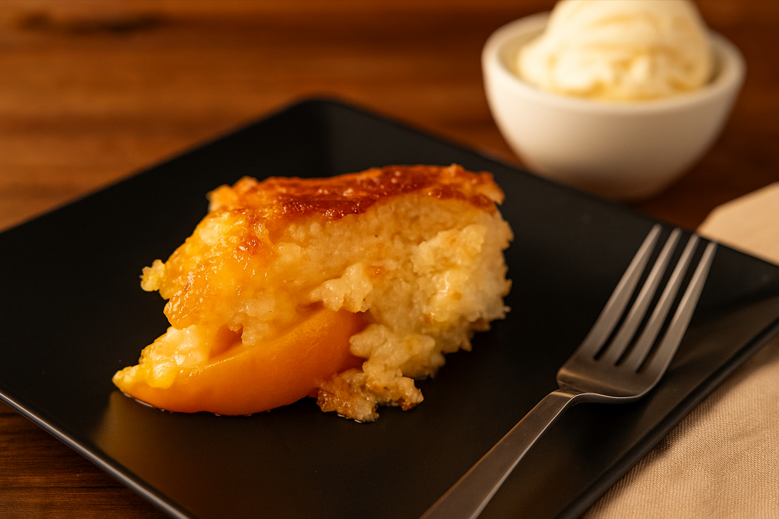 Grandmas Peach Cobbler Serving