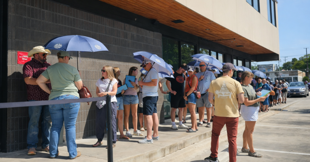 Weekend BBQ line at Leroy and Lewis in Austin Texas
